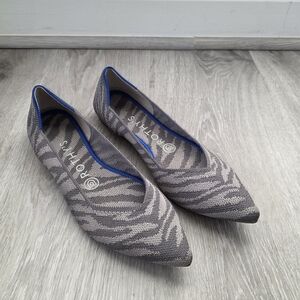 Rothy's The Point Gray Zebra Print Recycled Knit Slip-On Ballet Womens Flats 7